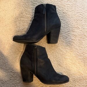 BP Black Textured Leather Ankle Booties